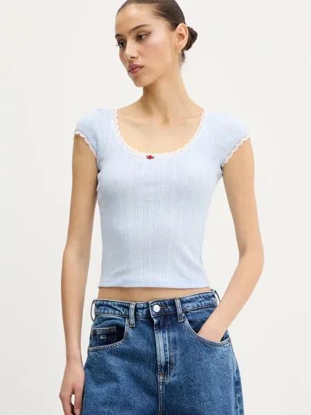 Тениска Tommy Jeans синьо