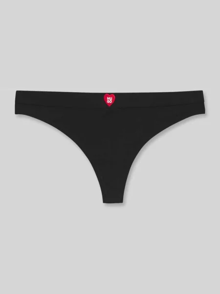 Stringi z detal z logo HUGO HEART THONG' czarne
