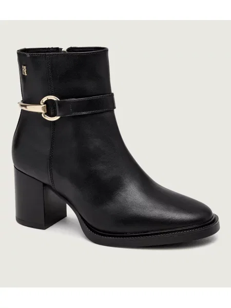 Botine Tommy Hilfiger TH Stud Heel Riding Ankle Boot negru