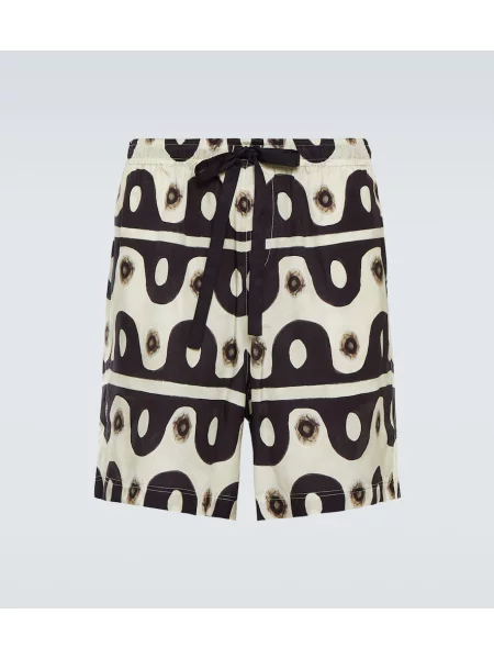 Pantaloni scurți Commas de mătase cu imagine maro