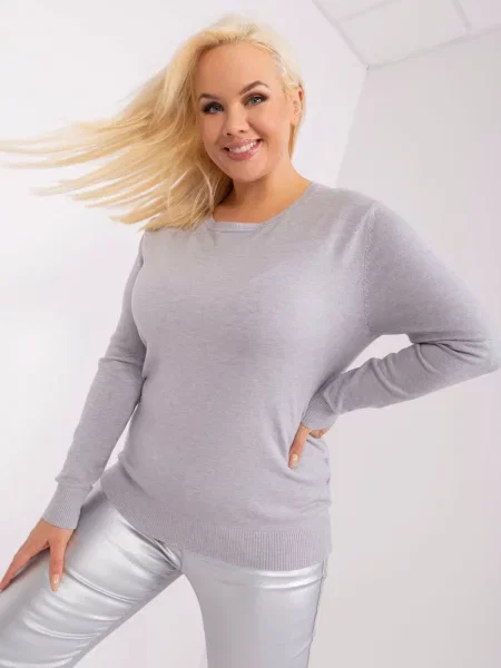 Pulover Fashionhunters cu mâneci lungi lung gri