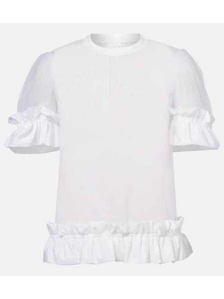 Przezroczysty top Noir Kei Ninomiya tiulowy biały