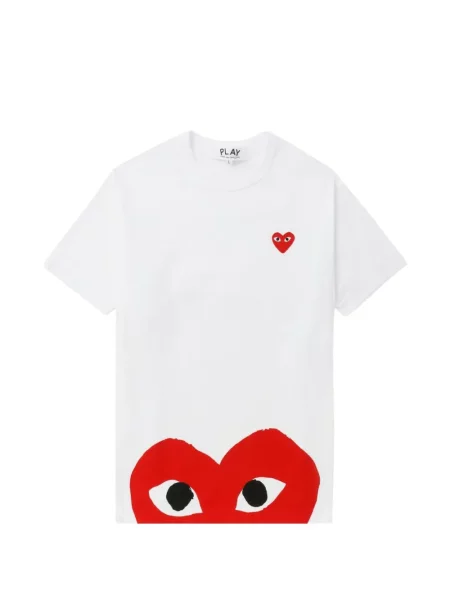 Tričko Comme Des Garçons Play s potiskem se srdcovým vzorem bílé