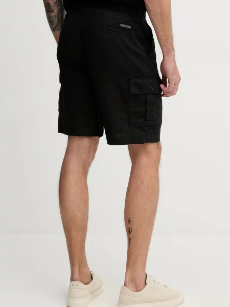 Calvin Klein Jeans szorty cargo z lnem czarne