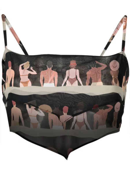 Cropp top Amir Slama de mătase cu imagine negru