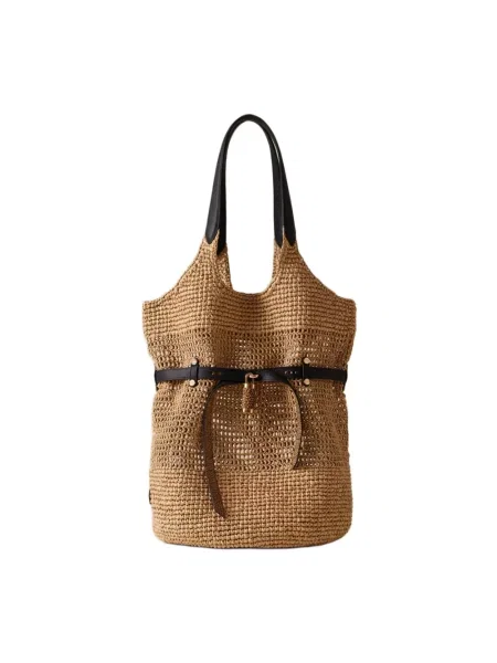 Torba Borbonese skórzana beżowa