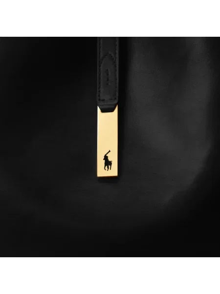 Koszulka polo Ralph Lauren skórzana czarna