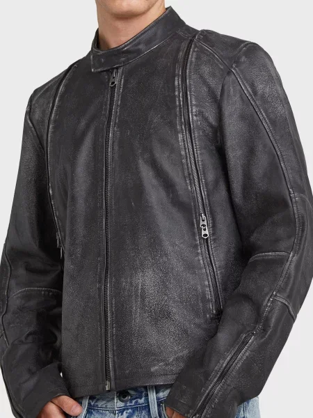 Шкіряна куртка G-star Raw сіра