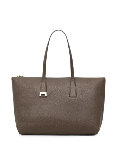 Geantă shopper Furla din piele maro
