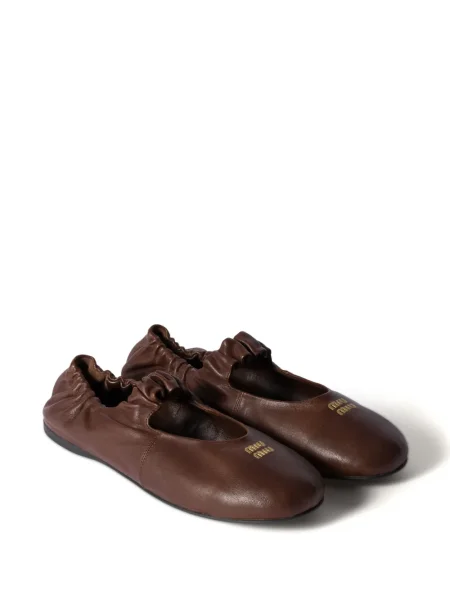 Balerini Miu Miu din piele maro