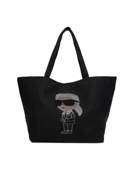 Karl Lagerfeld Pirkinių krepšys Ikon šviesiai pilka juoda