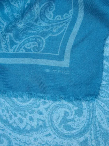 Fular Etro cu imagine cu model paisley albastru