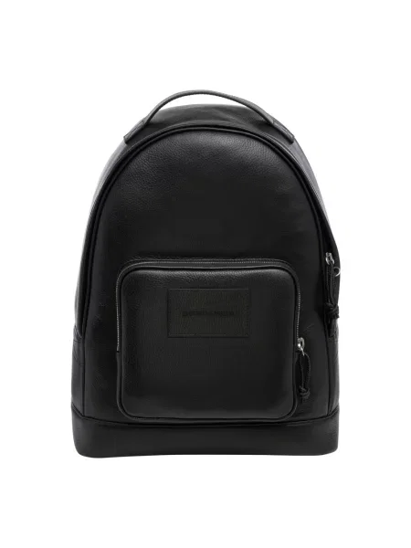 Emporio Armani plecak skórzany duży gładki czarny