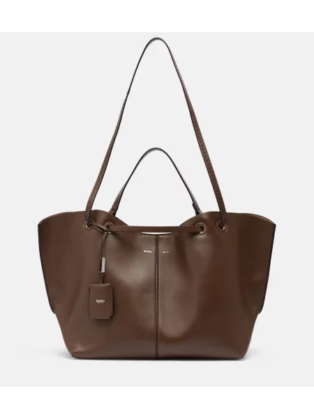 Geantă shopper Max Mara din piele maro