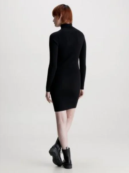 Calvin Klein Jeans Rochie BADGE ROLL NECK negru