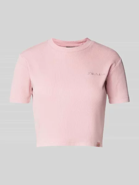 T-shirt krótki z prążkowaniem model ‘PLENTYWOOD’ Dickies różowa