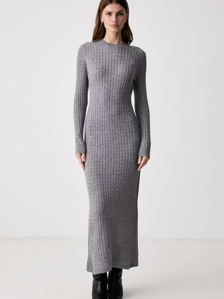 Tommy Hilfiger rochie tricotată cu lână gri