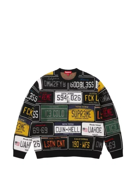 Pulover Supreme cu imagine negru