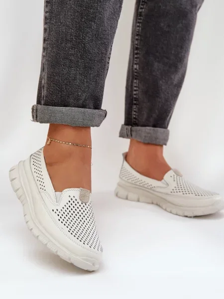 Usnjene mokasini Boto s platformo bela