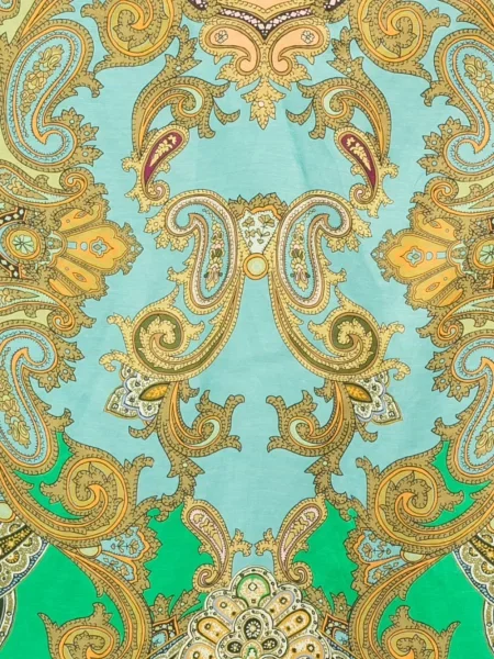 Raštuotas kostiumas suknele Alemais su paisley raštu žalia