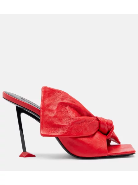 Papuci tip mules Givenchy cu funde din piele roșu