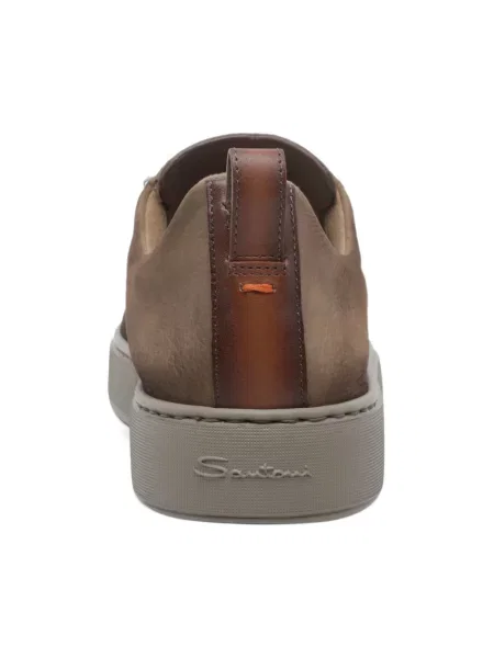 Lniane sneakersy Santoni wsuwane brązowe