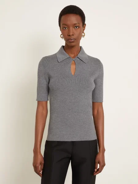 Jil Sander Pletené Polo Tričko šedá