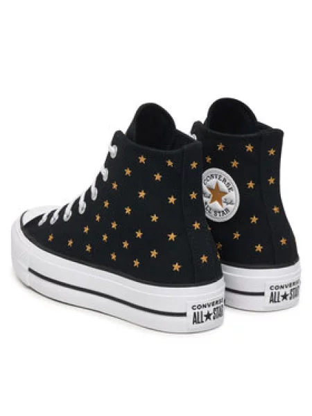 Plátěnky Converse Chuck Taylor All Star Lift Platform Embroidered Stars černá