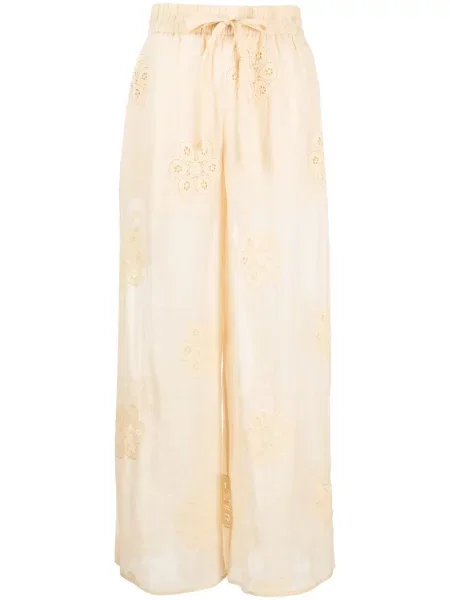 Pantaloni Zimmermann cu model floral galben