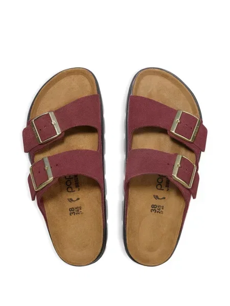 Papuci Birkenstock cu platformă cu cataramă roșu