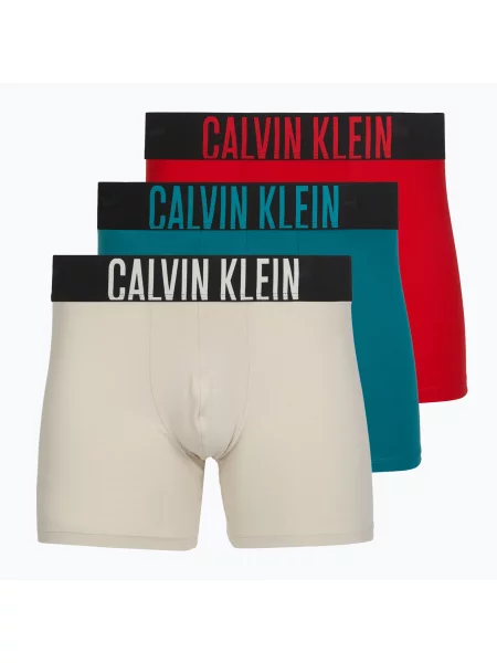Bokserki Calvin Klein Boxer Brief 3 pary oatmeal/aged redwood/bright turquoi beżowe