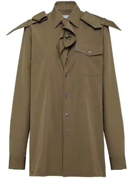 Cămașă Prada cu model floral din poplin verde