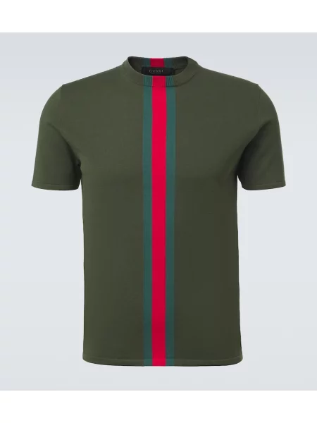 Tricou Gucci cu dungi tricotate verde