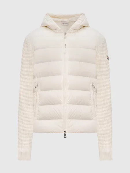 Куртка кольору айворі з вовною та кашеміром Moncler бежева