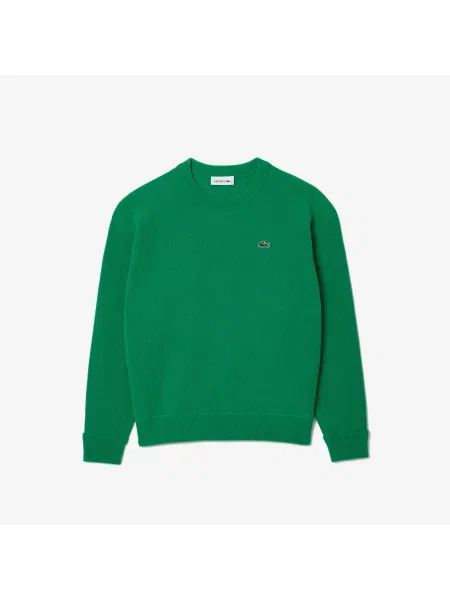 Lacoste Wełniany Sweter Z Okrągłym Dekoltem zielony