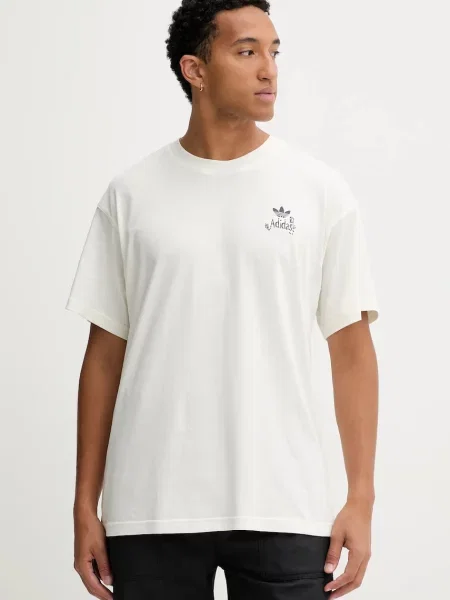 Тениска adidas Originals Supper Club Tee с принт бежово