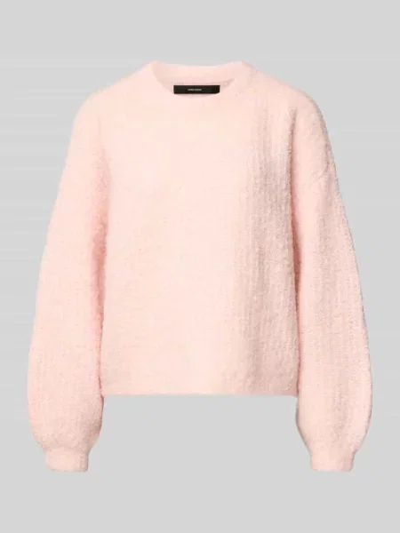 Sweter o kroju relaxed fit z dzianiny z dodatkiem wełny model ‘CARMEN’ Vero Moda różowy