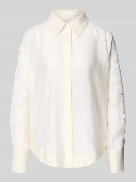 Bluzka o kroju relaxed fit z koronką i krytą listwą guzikową Copenhagen Muse biała