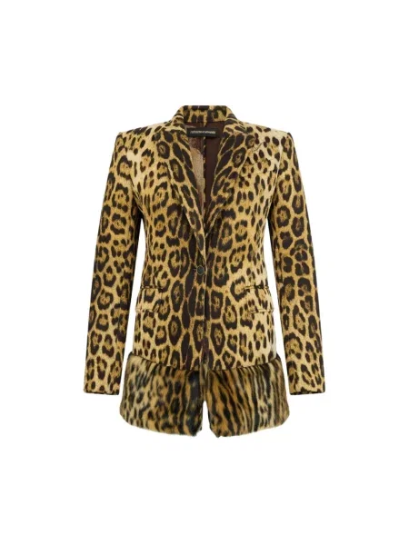 Marynarka skórzana Roberto Cavalli skórzana z nadrukiem brązowa