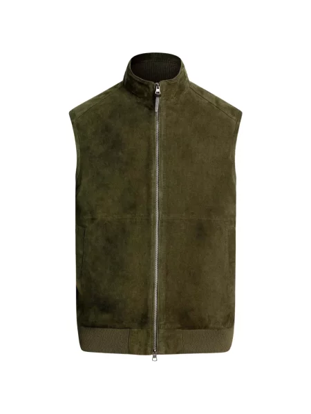 Vestă Hackett London din piele de căprioară verde