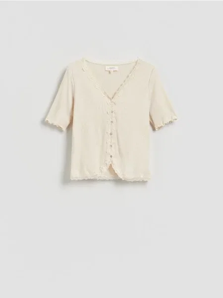 Reserved Bluză cu conținut ridicat de modal bej