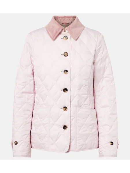 Jachetă matlasată Burberry de catifea cord matlasat roz