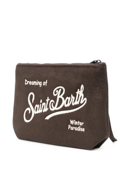 Geantă plic Mc2 Saint Barth cu broderie de catifea cord maro