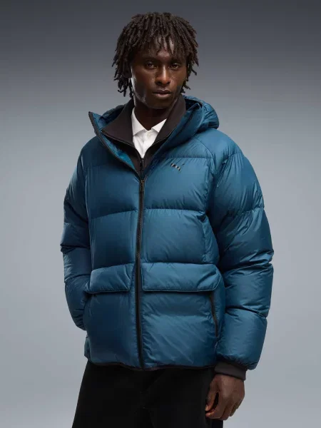 Пуховик Puma с капюшоном синий