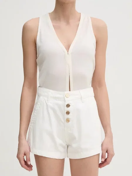 Gaudi pantaloni scurți femei uni high waist alb