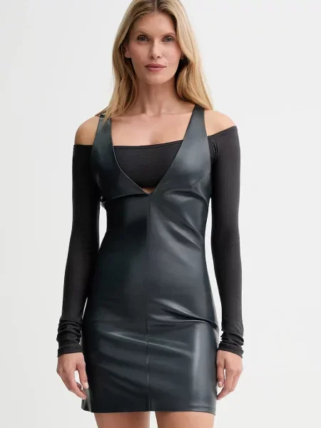 Nanushka rochie mini drept albastru