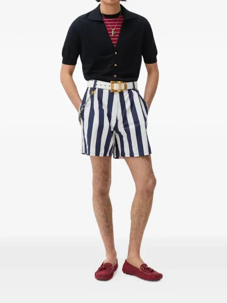 Pantaloni scurți din denim Versace cu dungi albastru