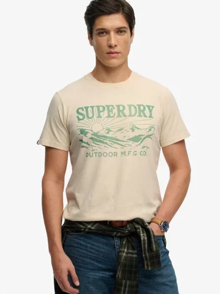 Superdry & Co Póló Retro Outdoor homok zöld