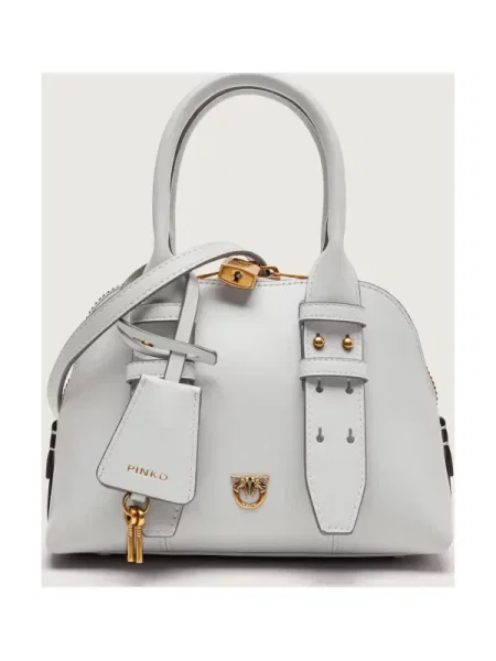Mini geanta de piele Pinko din piele mini gri