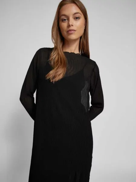 Sukienka mini z okrągłym dekoltem model ‘EDELYN’ Free/quent czarna